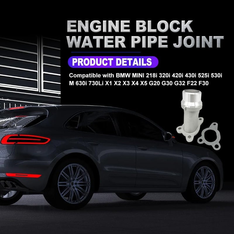 HOAVEED 11118511205 Aluminum Engine Coolant Water Pipe Connector Compatible with BMW 1 2 3 4 5 6 7 Series X1 X2 X3 X4 X5 | Compatible with MINI F55 F56 2013-2019 | Replaces Plastic OE Coolant Flange - Image 3